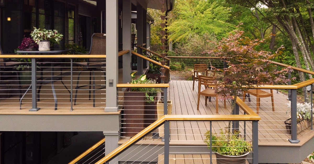 Raised Decking Balcony - Wire Balustrade